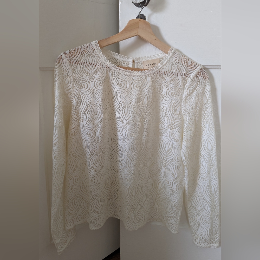 White Lace Sezane Blouse